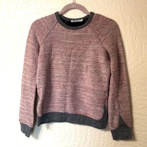 T by Alexander Wang gray red black stripe color block sweat shirt cotton XS